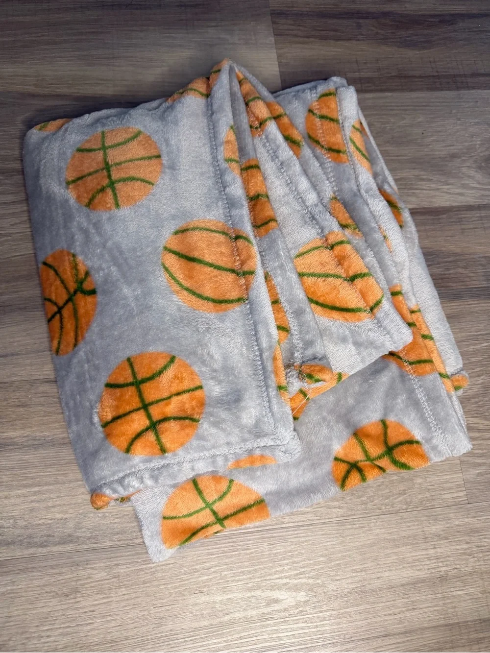 Target Gray Plush Throw Blanket with Orange Basketball Print